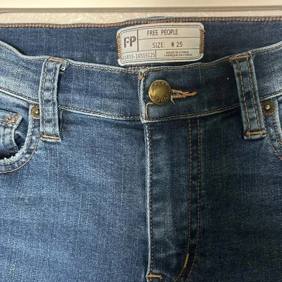 Free People Distressed Denim Skinny Jean - Picture 3 of 8